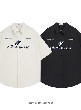 字母印花衬衫百搭男女设计感