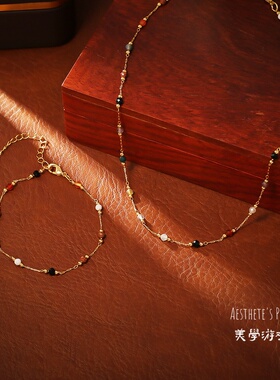 彩色天然石串珠项链手链首饰手链