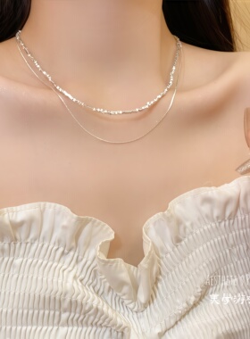 网红同款双层超闪锁骨链