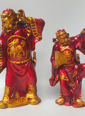 钟馗黄铜空心持扇天师中式客厅