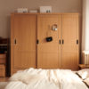 Solid wood sliding door wardrobe log style