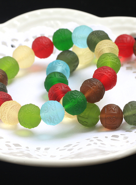 陨石能量幸运雕刻六字真言回纹珠