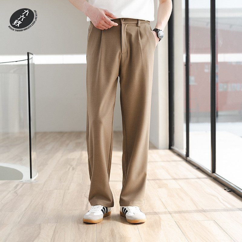 九六致原创设计秋冬轻熟风通勤直筒垂感宽松长裤百搭裤子男休闲裤,淘宝优惠券,粉丝福利购,淘宝优惠卷