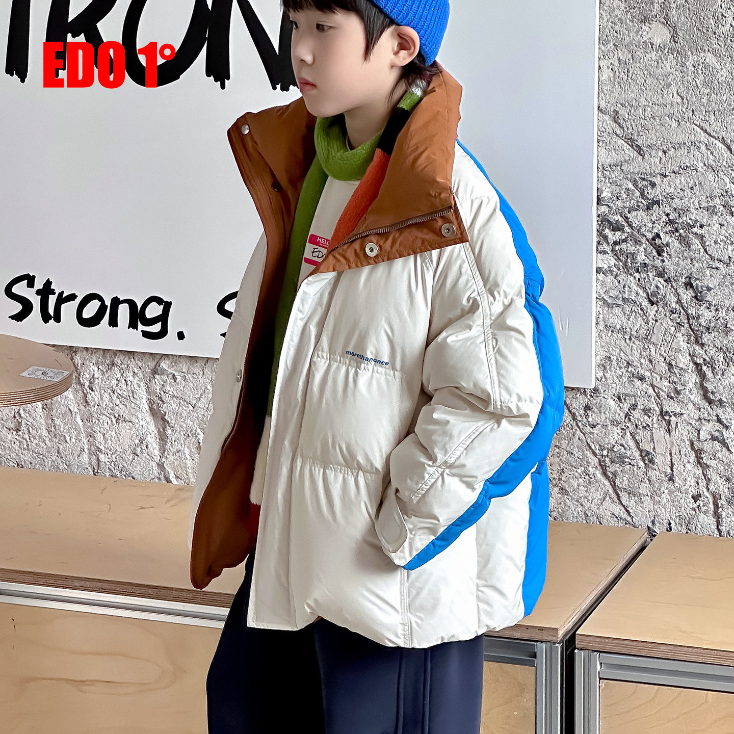 edo1一度童装25冬季新款男女童短款羽绒服拼色保暖连帽撞色外套,淘宝优惠券,粉丝福利购,淘宝优惠卷