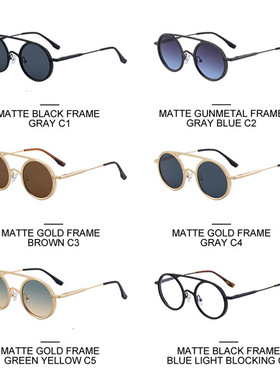 镁作男士防紫外线圆框太子镜