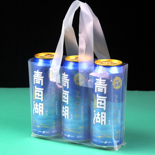 加厚通用啤酒塑料手提袋透明包装袋啤酒袋饮料袋可定做通用有现货 - 图0