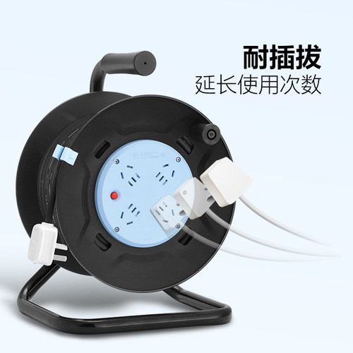 公牛线盘插座移动电缆盘卷线盘线轴滚子电线空盘拖线延长线插排 - 图1