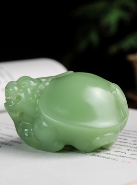 和田玉青白玉生肖龙龟手把件长寿