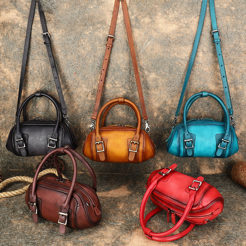 法缇斯复古文艺单肩头层牛皮 法缇斯女士包袋