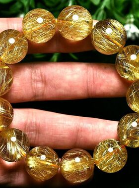 天然招财金发晶钛晶金发手链巴西黄发晶水晶转运手串情侣男女