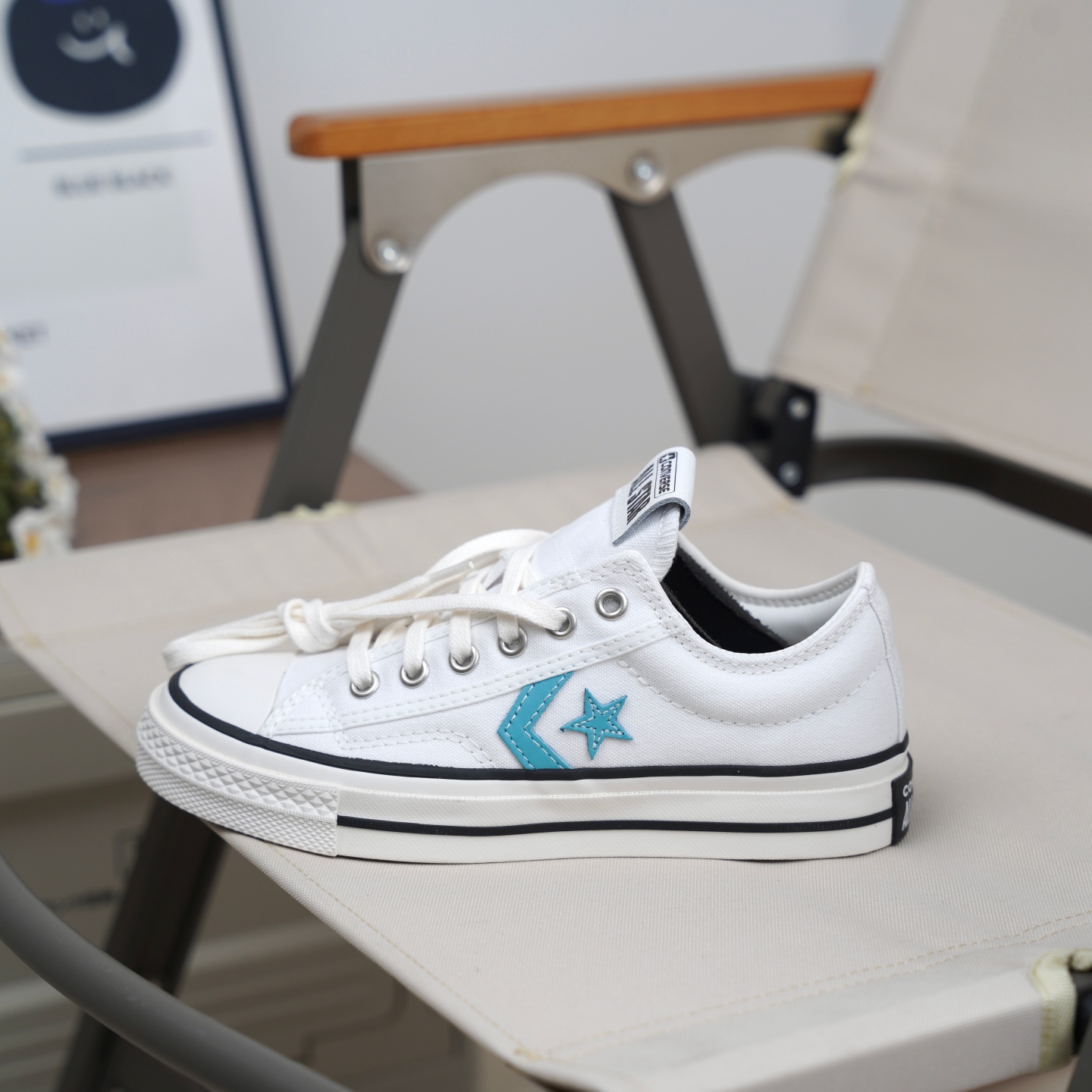 匡威正品Star Player76舒适简约复古低帮板鞋男女同款白蓝A09857C - 图2