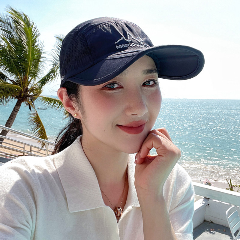 帽子女士棒球帽春夏季速干太阳帽户外休闲运动网帽折叠遮阳鸭舌帽