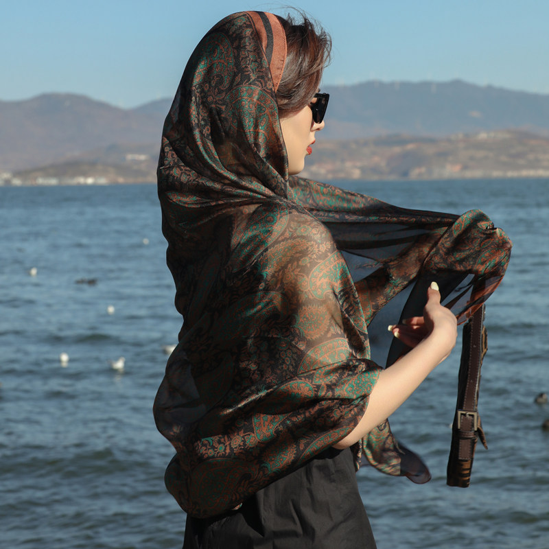 民族风丝巾女夏薄款防晒百搭长款时尚纱巾海边沙滩多功能披肩围巾,淘宝优惠券,粉丝福利购,淘宝优惠卷