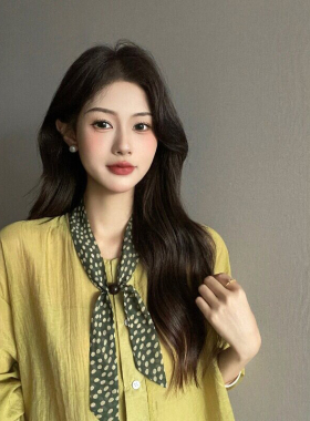时尚洋气高档波点系脖丝巾项链女