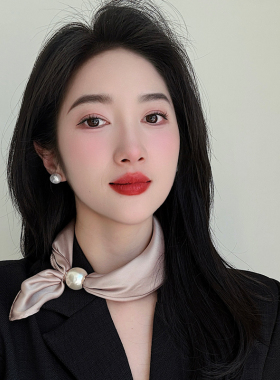 磁吸扣珍珠项链小长条丝巾女春秋