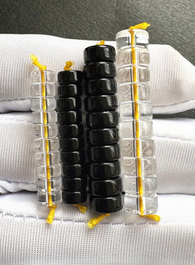玻璃材质直切隔片盘珠白色黑红散珠档片珠diy手链手串材料一组十