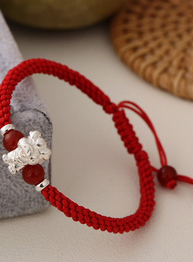 十二生肖小猪转运珠本命年红绳