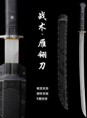 龙泉武士刃高锰钢刀剑现代战术唐横刀一体龙骨雁翎刀冷兵器未开刃
