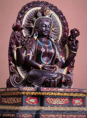 印度小叶紫檀手工雕刻观世音菩萨