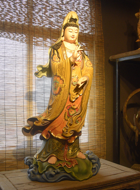 迎善永安玻璃钢彩绘新中式摆放