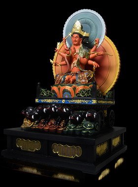 唐密木雕佛像彩绘摩利支天神像