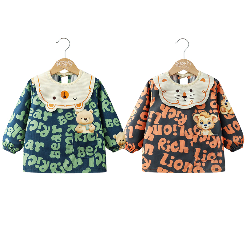 Boy baby eating smock autumn and winter corduroy