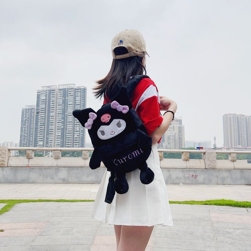 可爱学生大容量双肩包卡通米小书包美乐蒂少女背包立体毛绒公仔包