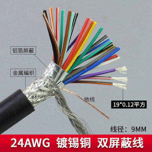 镀锡铜25芯屏蔽线DB25连接线并口打印线25芯数据线PLC控制线26AWG - 图2