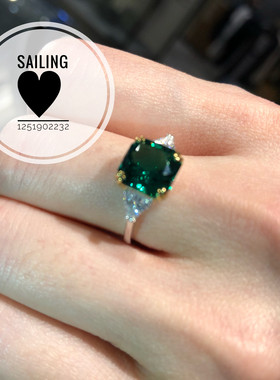 香港克拉人造钻石祖母绿戒指现货