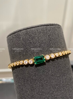 香港专柜 英国carat london 人造祖母绿手链 金色 欧美风订婚结婚
