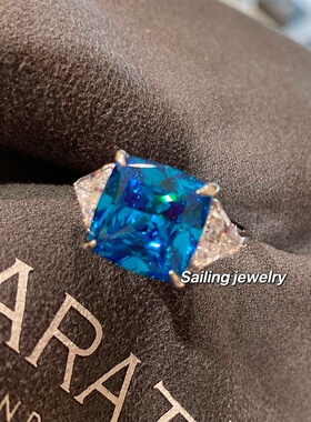 香港专柜 英国Carat London 人造蓝宝石戒指 订婚结婚晚宴