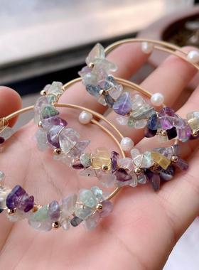 14k包金绕线彩绿萤石海蓝