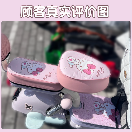 适用绿源卡乐20pro座套电动车坐垫套粉色防水电瓶车脚垫装饰配件 - 图3