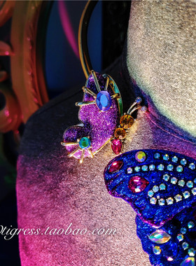 复古炫彩项圈紫蝴蝶