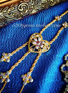 古董心形耳环项链