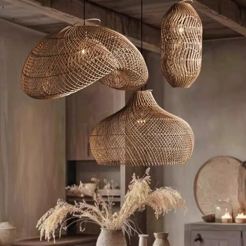 中古侘寂风吊灯日式客厅卧室藤编灯设计师禅意茶室民宿酒店餐厅灯 - 图1