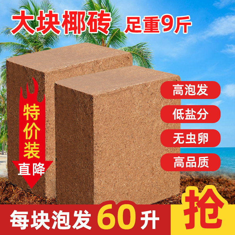 椰砖大块营养土种菜专用椰糠养花通用型土壤种植土脱盐粗耶砖进口,淘宝优惠券,粉丝福利购,淘宝优惠卷