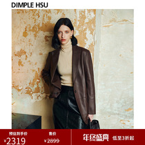 都市秋日朗姆酒棕 复古野飒老爹皮衣 嵿级内蒙羊羔皮P34373现