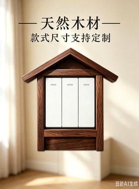 开关套铜挂钩款实木黑胡桃木包围款开关装饰框！