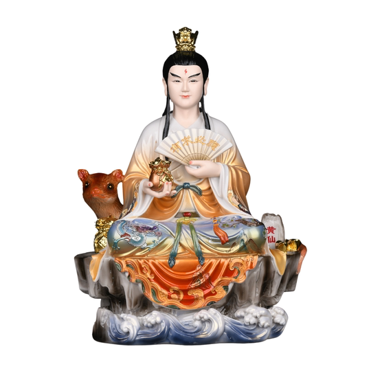 La estatua de porcelana blanca de Huang Santai, Huang Santai y la estatua del líder de la familia Huang, Huang Tianba, Huang Tianlong y el cuerpo real de Huang Tiangang.