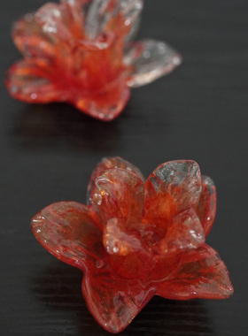 「孤品」 一枚橙玻璃花朵琉璃摆件样板房售楼部家居饰品压书摆件