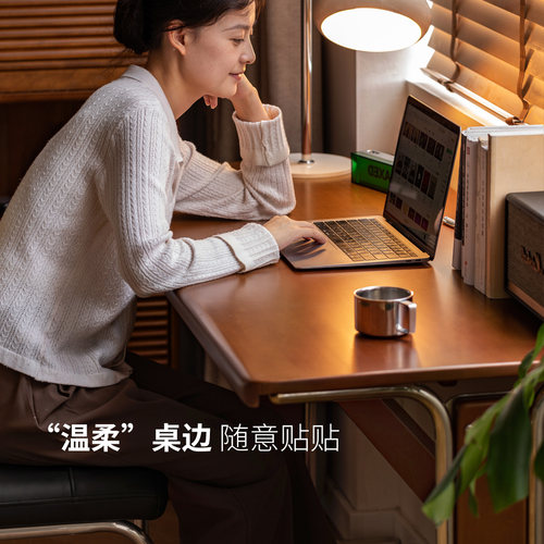 源氏木语阿纳尼实木书桌简约长方形办公写字桌中古风杨木学习桌 - 图3