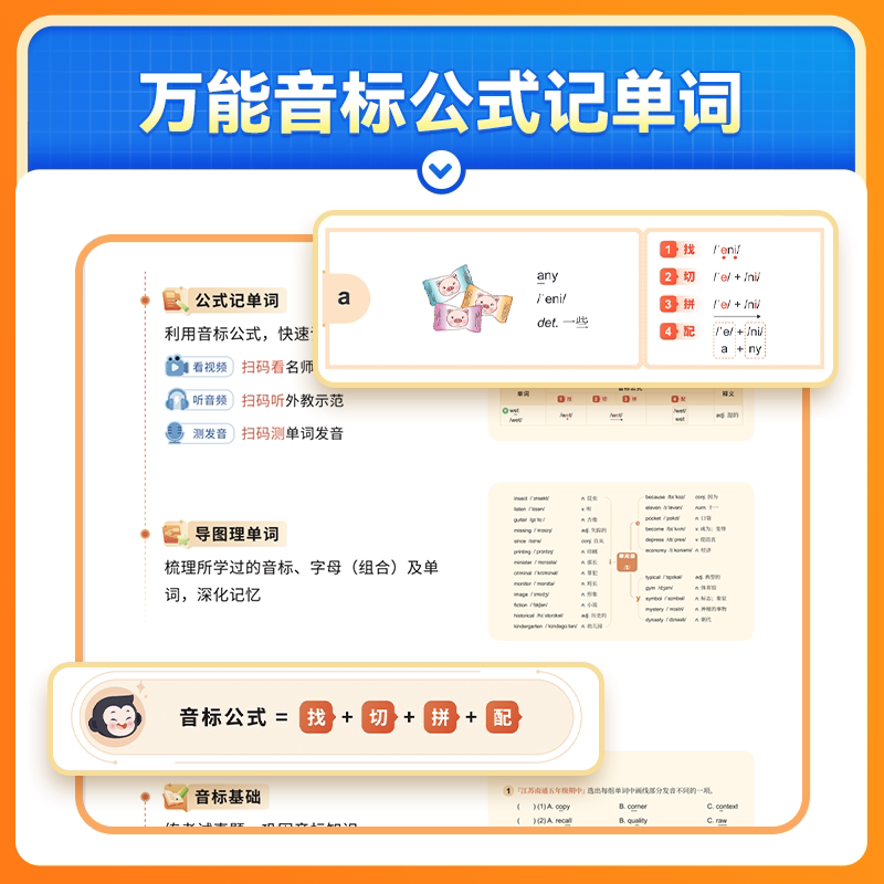 猿辅导万能音标公式速记1600必考词写作文学阅读必刷真题速记英语单词 小学生必备词汇书手册快速记忆本你得这样背单词