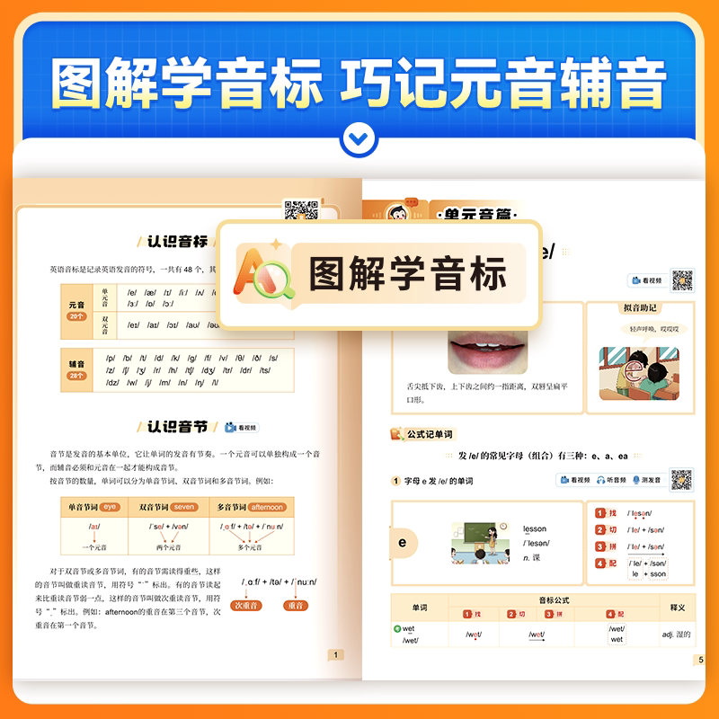 猿辅导万能音标公式速记1600必考词写作文学阅读必刷真题速记英语单词 小学生必备词汇书手册快速记忆本你得这样背单词