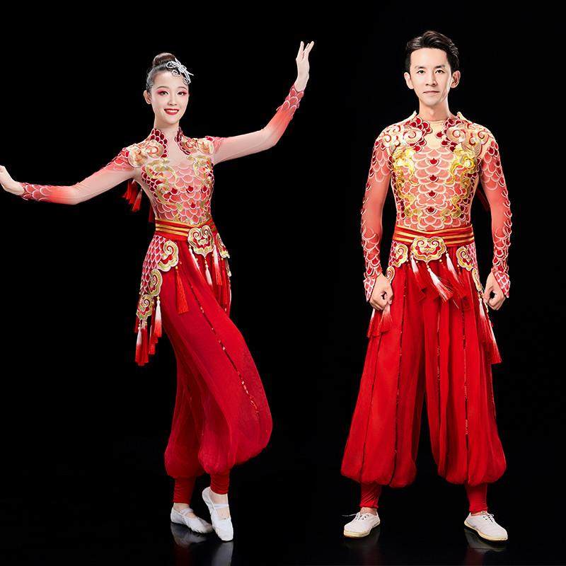 新款打鼓服舞龙舞狮表演服男女生秧歌服装腰鼓服武术练功服演出服,淘宝优惠券,粉丝福利购,淘宝优惠卷