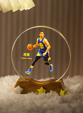 詹姆斯周边摆件科比库里水晶纪念