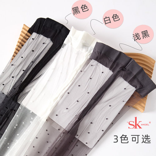 SK纯欲风0D波点丝袜真脚型圆点隐形无痕T裆性感连裤袜脚尖全透明 - 图3