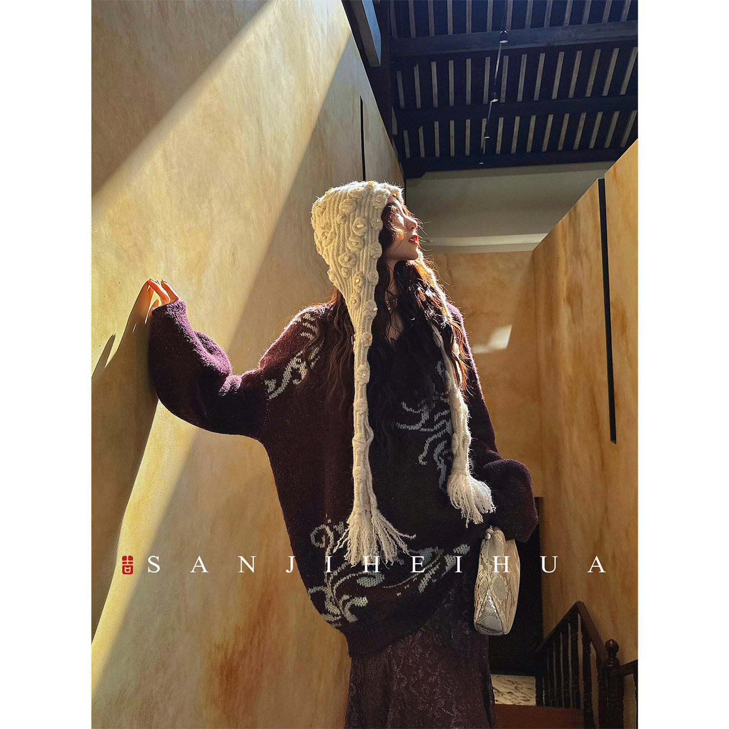 【夏天粉丝专享】三吉黑花【来福】手工装饰羊毛披肩帽围脖,淘宝优惠券,粉丝福利购,淘宝优惠卷