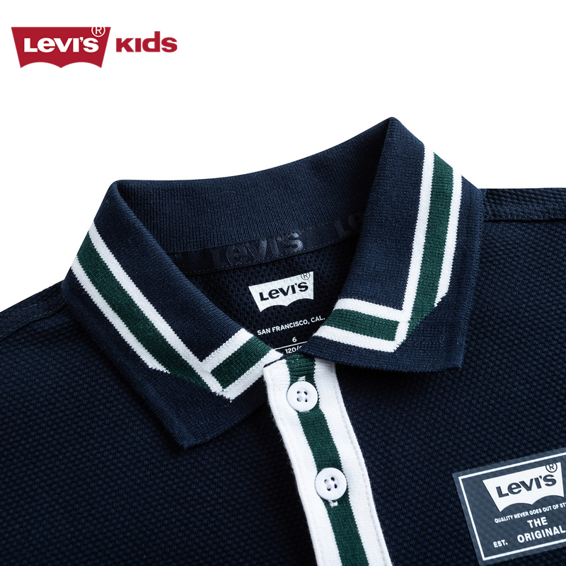 Levi's李维斯童装男童Polo衫儿童短袖2023夏季新款透气中大童上衣 - 图1