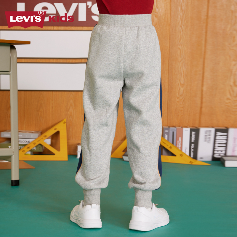 Levi's李维斯男童加绒裤子2023秋冬新款儿童装宝宝保暖长裤针织裤